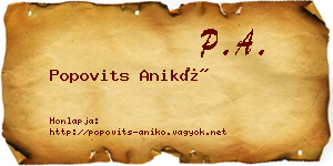 Popovits Anikó névjegykártya